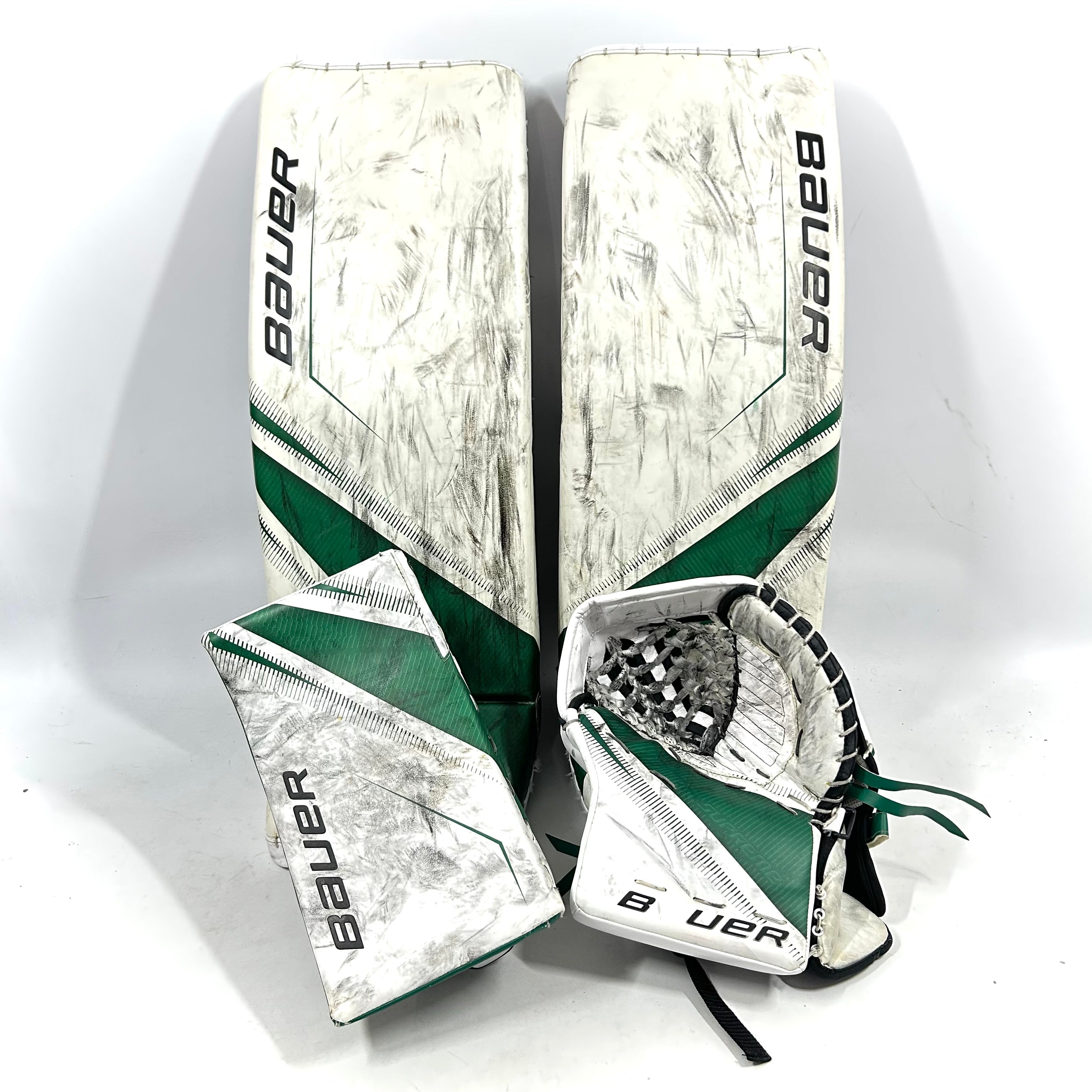 Bauer Supreme 2S Pro - Jambières de gardien Pro d'occasion - Ensemble complet (blanc/vert)